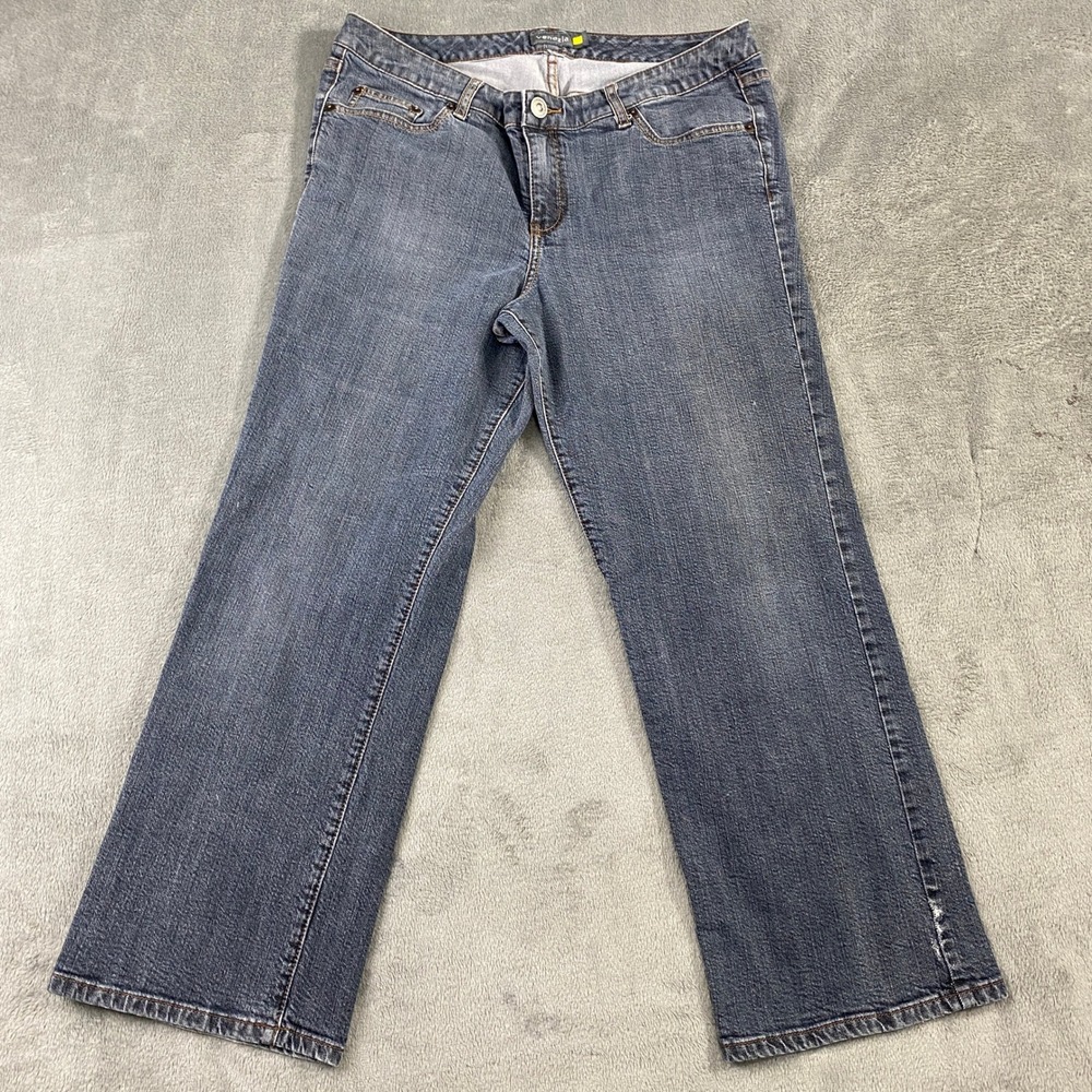 Venezia Jeans Womens Straight Leg Blue Medium Wash Mid Rise Denim Size 36Wx28L